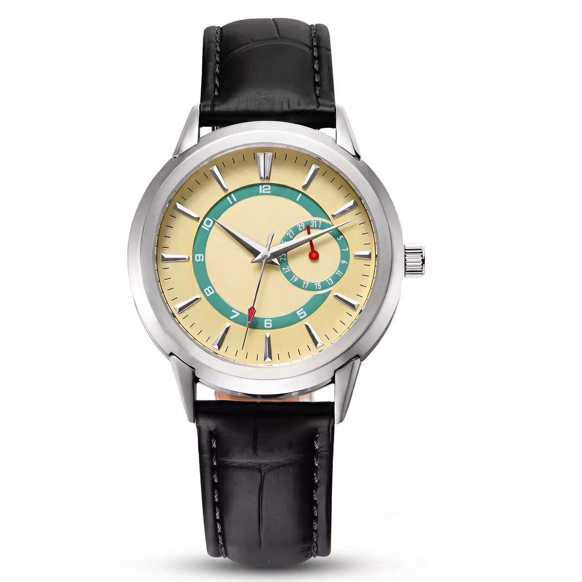 Montre élégante avec cadran doré et accents verts