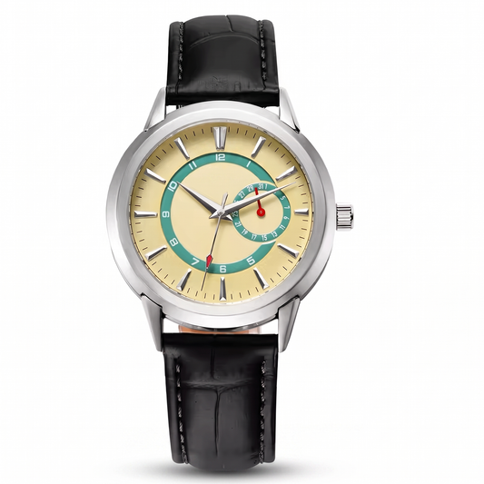 Montre élégante avec cadran doré et accents verts